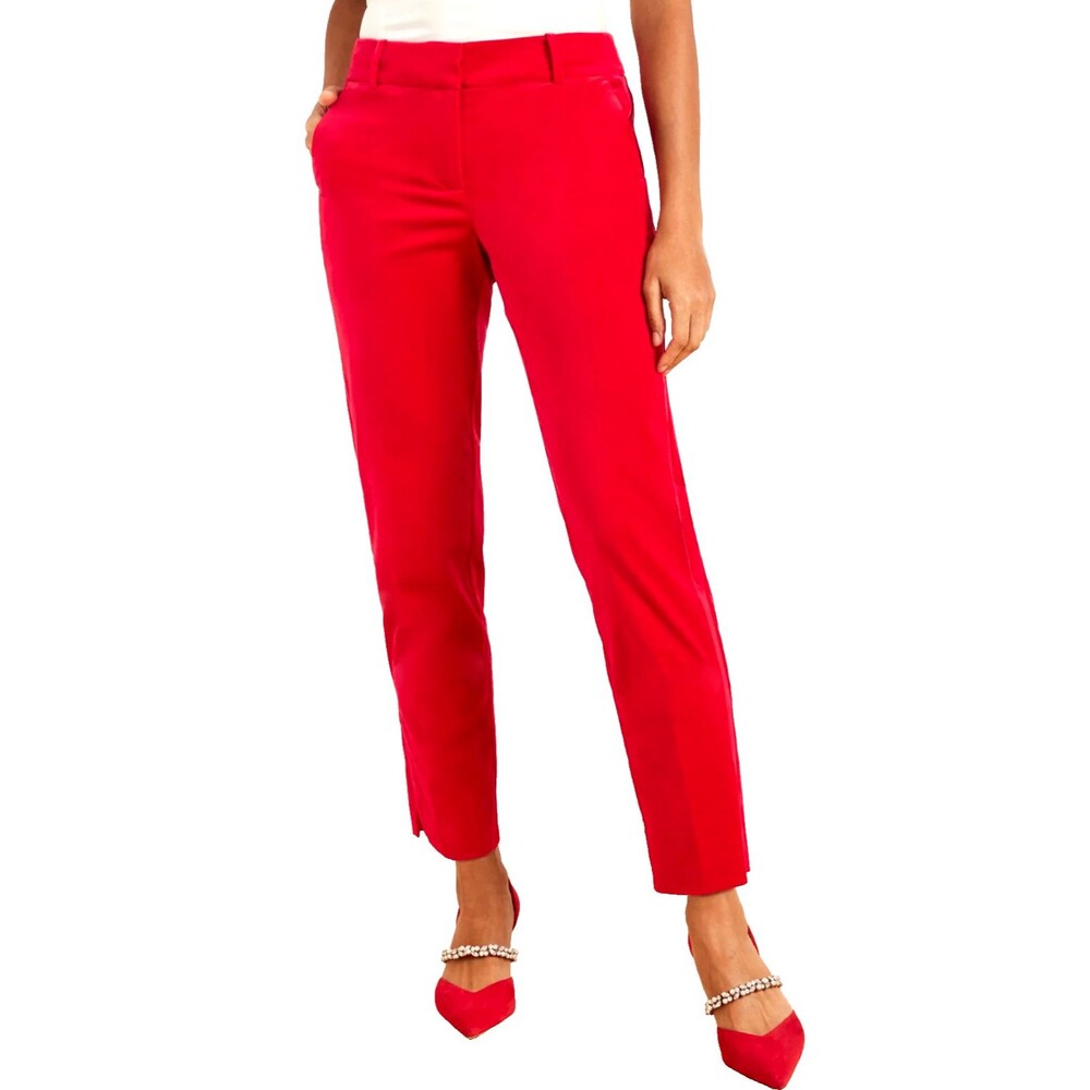 Papaya Stretchy Slim Fitting Women’s Pants Straight Leg With Zipper Size S Red